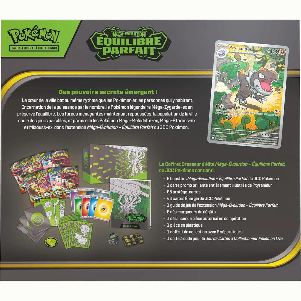 ETB Pokémon Équilibre Parfait ME03 Français - contenu au dos de la boîte
